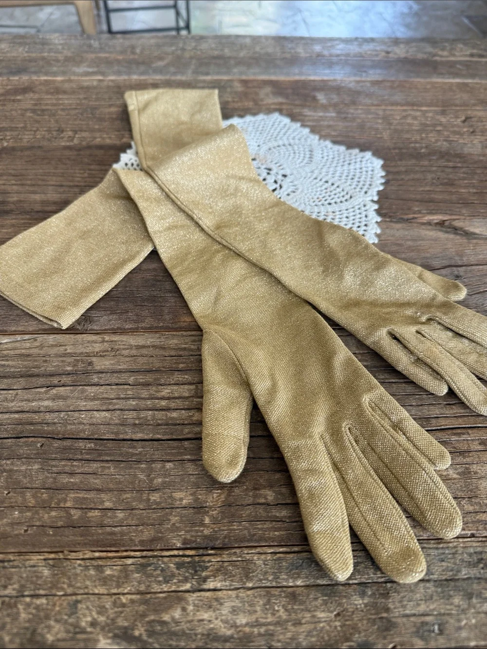 Vintage Gold Women's Long Dress Gloves - Classic Evening Accessory
